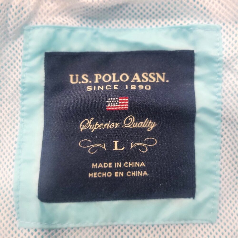 NWT US Polo Assn Lt Blue/White Windbreaker - Size L - Picture 10 of 10